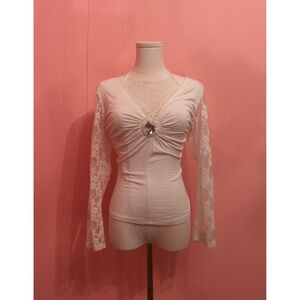 ANIKA Elegant White Lace Long Sleeve Top